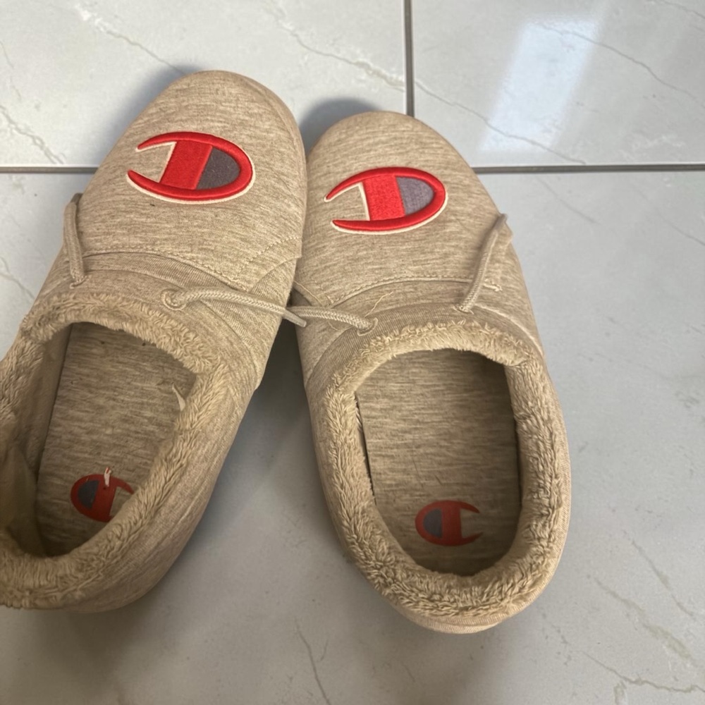 Champion gray house slippers - size 8 men’s , like new